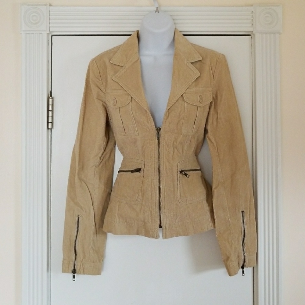Zara Women Basic Corduroy Khaki Blazer